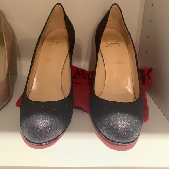 Christian Louboutin Glitter Simple Pumps Black 85mm - Picture 10 of 14